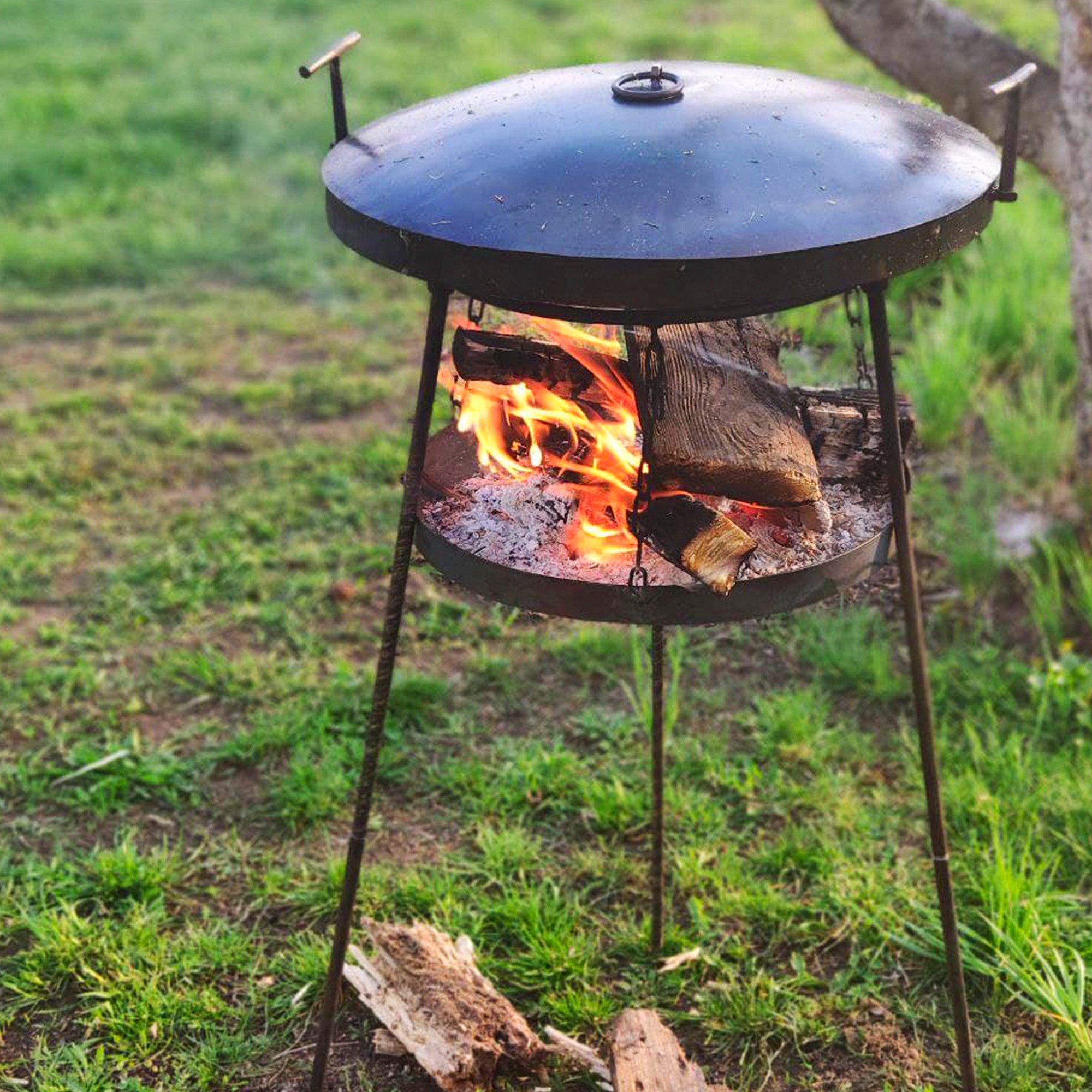 Садж сковорода 40 см из бороны + подставка для разведения огня