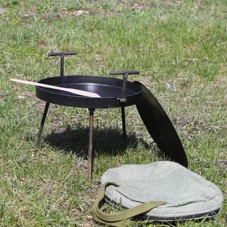 Сковорода из диска бороны 30 см маленькая с крышкой и чехлом - походная
