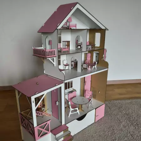 Большой кукольный домик для LOL и БАРБИ c мебелью и лифтом