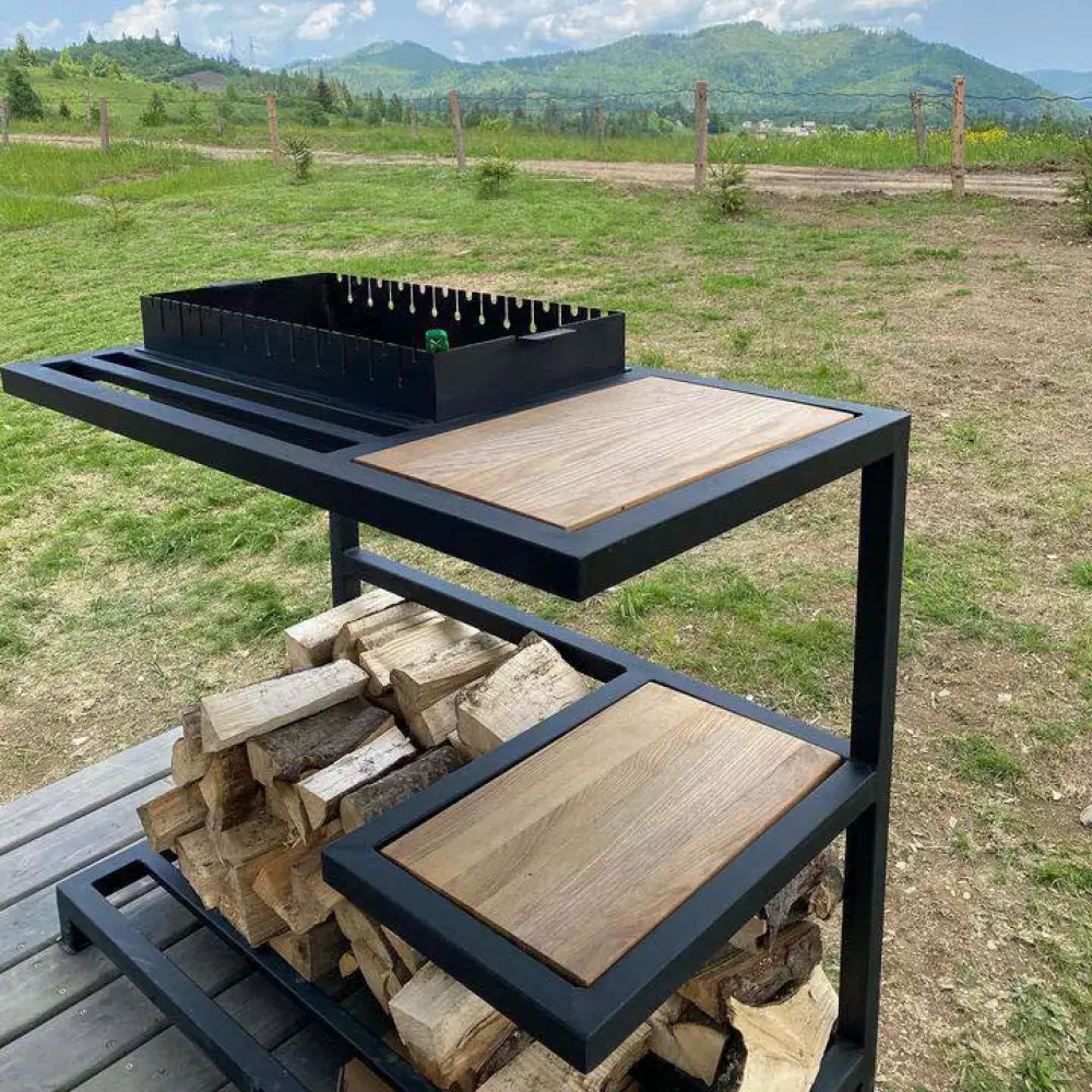 Незвичний мангал Loft на 12 шампурів зі столиком та знімною робочою поверхнею для ваших кулінарних експериментів