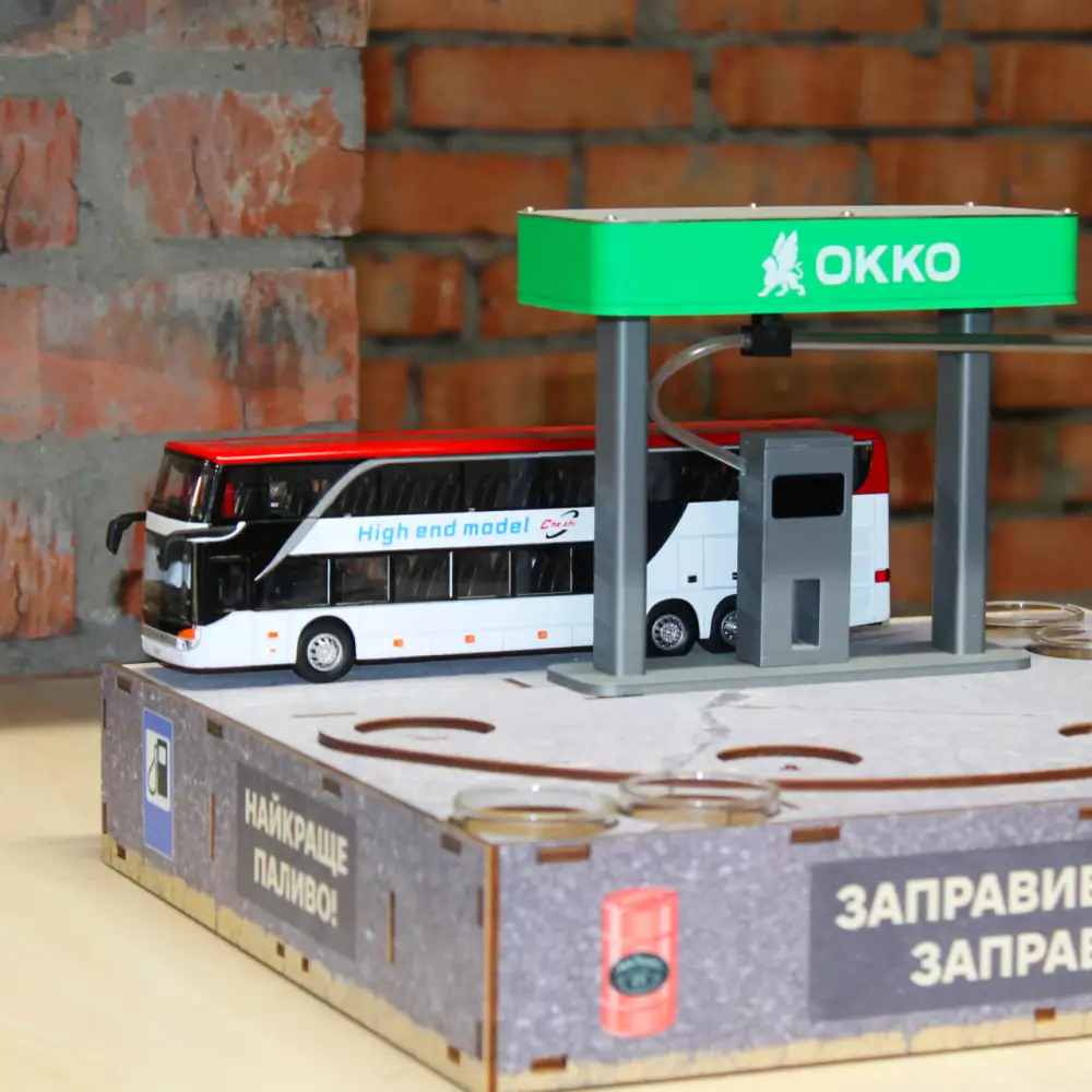 Наливатор АЗС на 4 стакана с печатью — Автобус