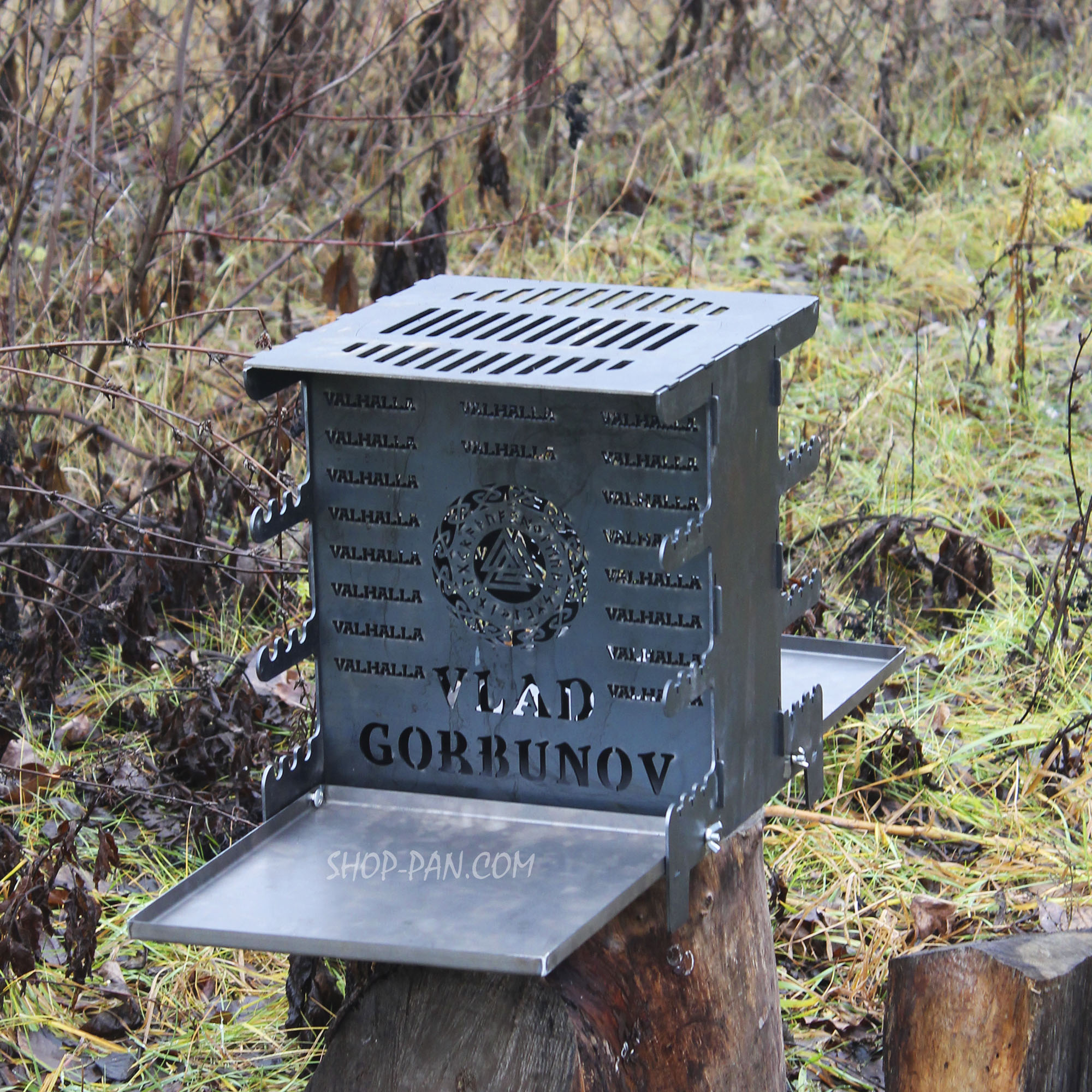 Вертикальный стальной мангал с поддоном по доступной цене от производителя